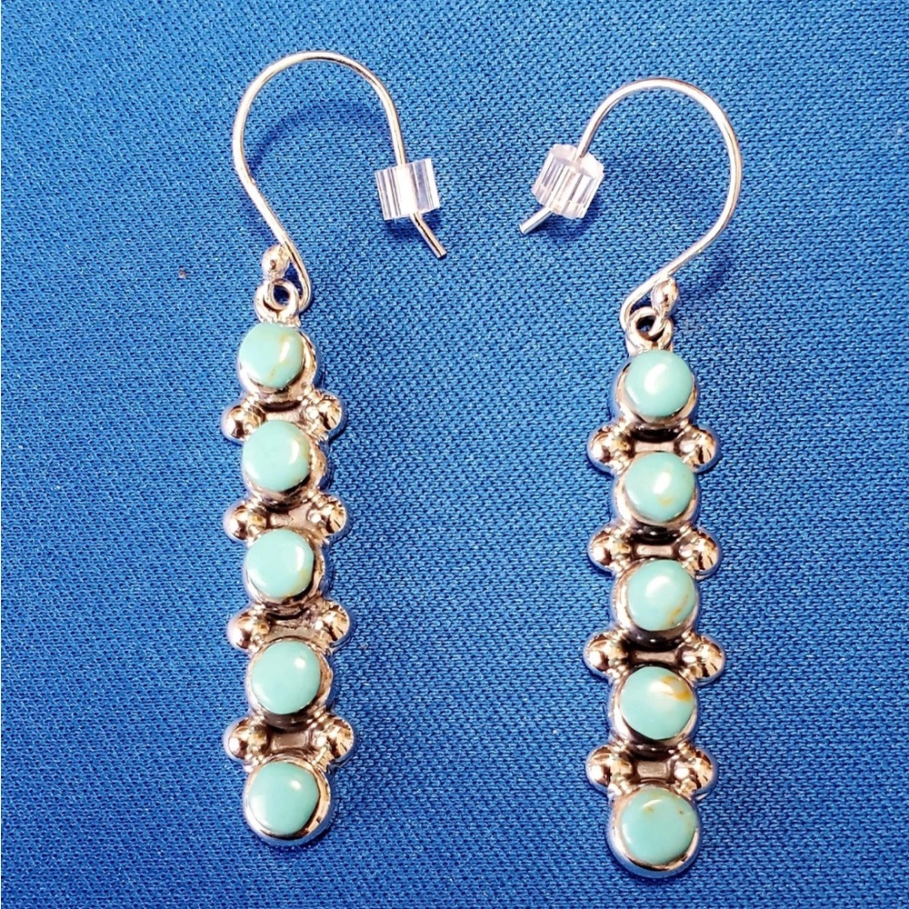 Sundance Catalog Sterling Silver and Turquoise Drop Earrings - made in Mexico